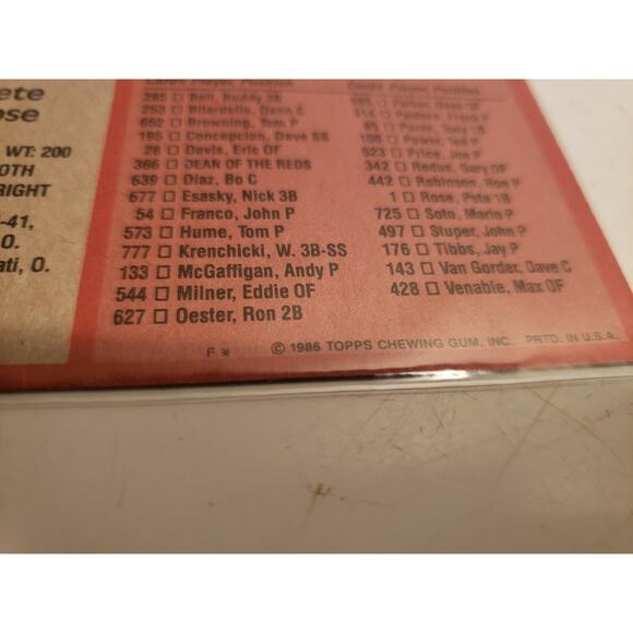 Pete Rose 1986 Topps #741 - Cincinnati Reds - MLB Baseball Card - Picture 3 of 3